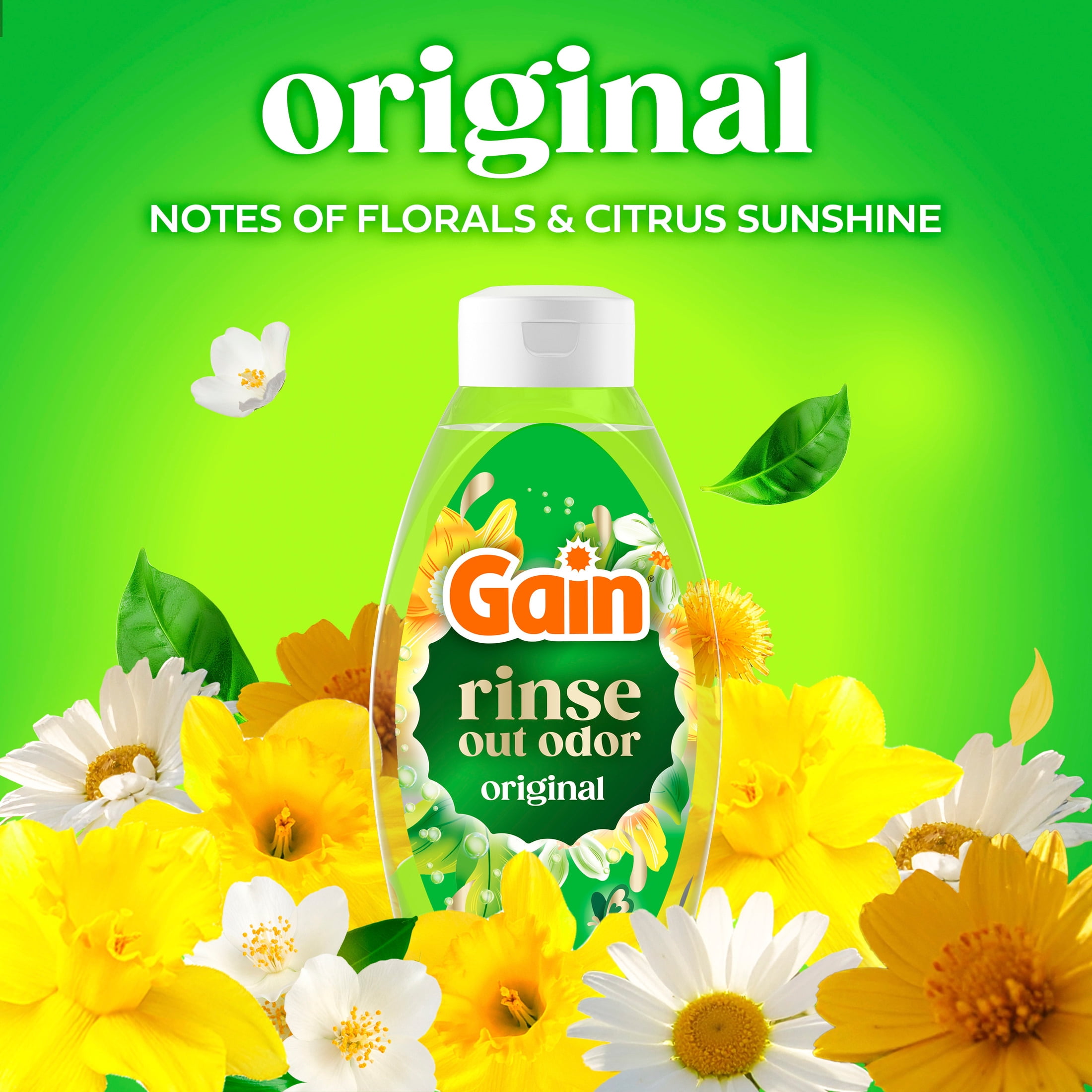 Gain Rinse Laundry Odor Remover Fights Stubborn Residues and Odors At The Source, HE Compatible Original Scent, 16 fl oz