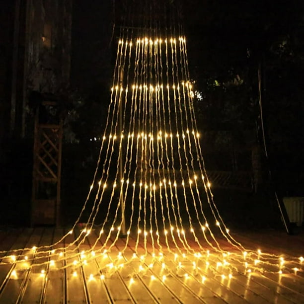 Cortina de luces de hadas, decoración navideña tipo cascada para interiores y exteriores, cadena de luces impermeable de alto brillo para bodas, dormitorios y Acción de Gracias. Color: 3 m x 2 m (blan