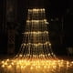 thumbnail image 1 of Cortina de luces de hadas, decoración navideña tipo cascada para interiores y exteriores, cadena de luces impermeable de alto brillo para bodas, dormitorios y Acción de Gracias. Color: 3 m x 2 m (blan, 1 of 5