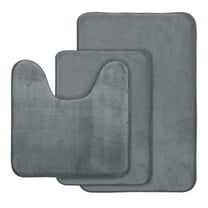 AOACreations Memory Foam Bath Rug, Bathroom Mat Set of 3 Pcs, Gray