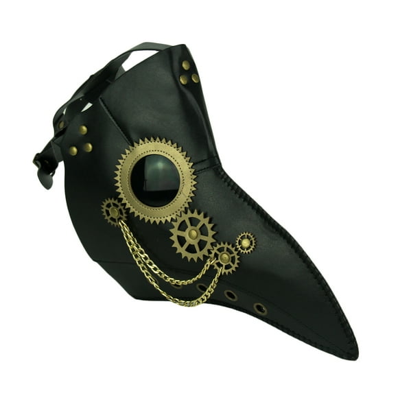 Engrenages et Chaînes Steampunk Noirs et Dorés Masque Plague Doctor Halloween