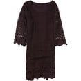 thumbnail image 1 of Alfani Womens Crochet-Trim A-line Dress, Rojo, X-Small, 1 of 1