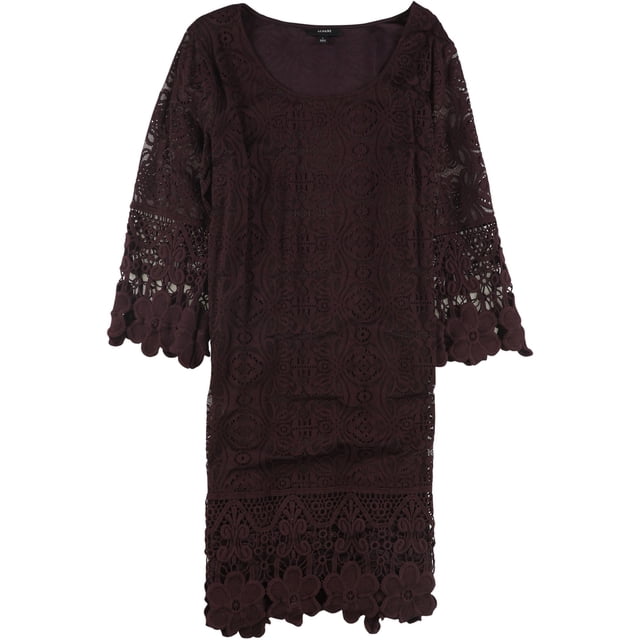 Alfani Womens Crochet-Trim A-line Dress, Rojo, X-Small
