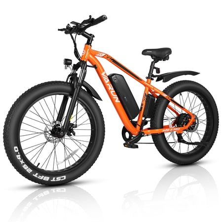 Varun 500W (Peak 750W) Electric Bike for Adults, 28 Mph Ebike up to 60 Miles, 26" Fat Tire Electric Commuting Bicycle with 48V 13Ah Removable Battery, Shimano 7 Speed Shifter, Front Suspension