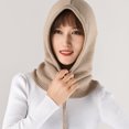 thumbnail image 4 of Gorro de punto con punta cerrada para hombre y mujer, bufanda para el cuello, jersey con protección para las orejas, grueso y cálido, hilo de lana de cachemira, otoño e invierno, 4 of 6