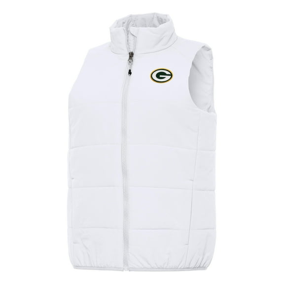 Women's Antigua  White Green Bay Packers Experience Full-Zip Vest