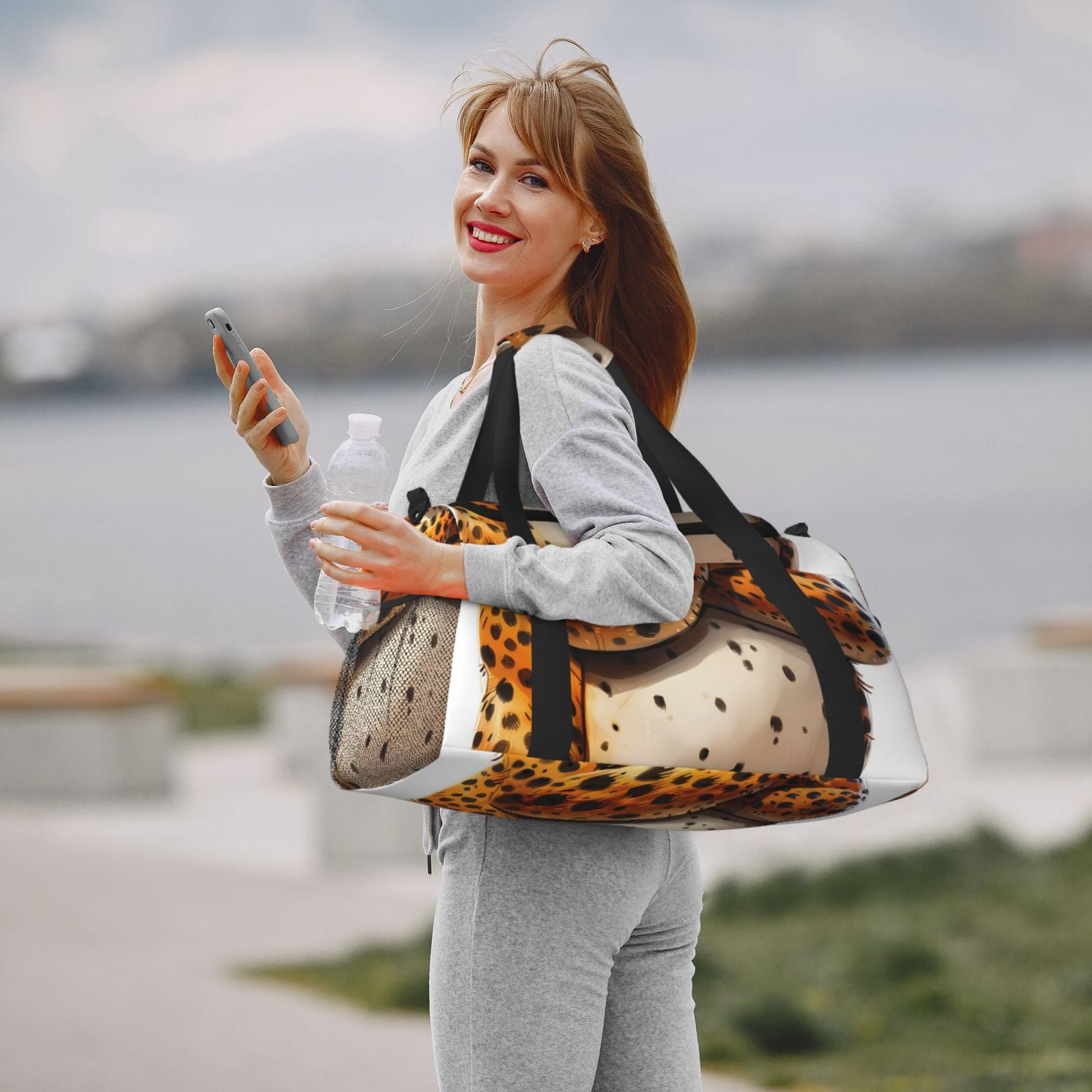 Fuzoiu Cartoon Cheetah With Attitude Print Travel Duffle Bag,Carry On Tote Bags,Duffel Bag,Sport Gym Bag, Hospital Bag for Labor and Delivery, Overnight Bag,Luggage Bag