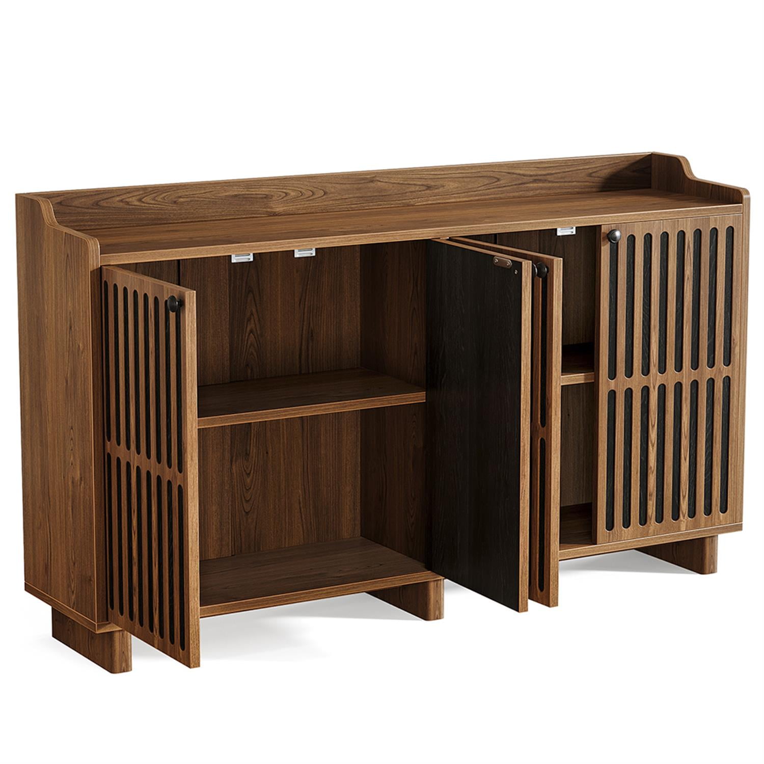 Demi Bonn 55" Sideboard Buffet Storage Cabinet with Adjustable Shelves, Farmhouse Credenza Accent Cabinet for Kitchen Entryway Living Dining Room, Brown