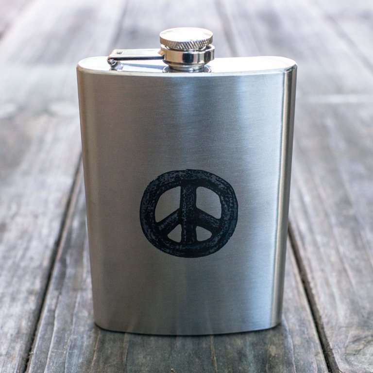 8oz Rustic Peace Stainless Steel Flask 8oz Rustic Peace Stainless Steel Flask