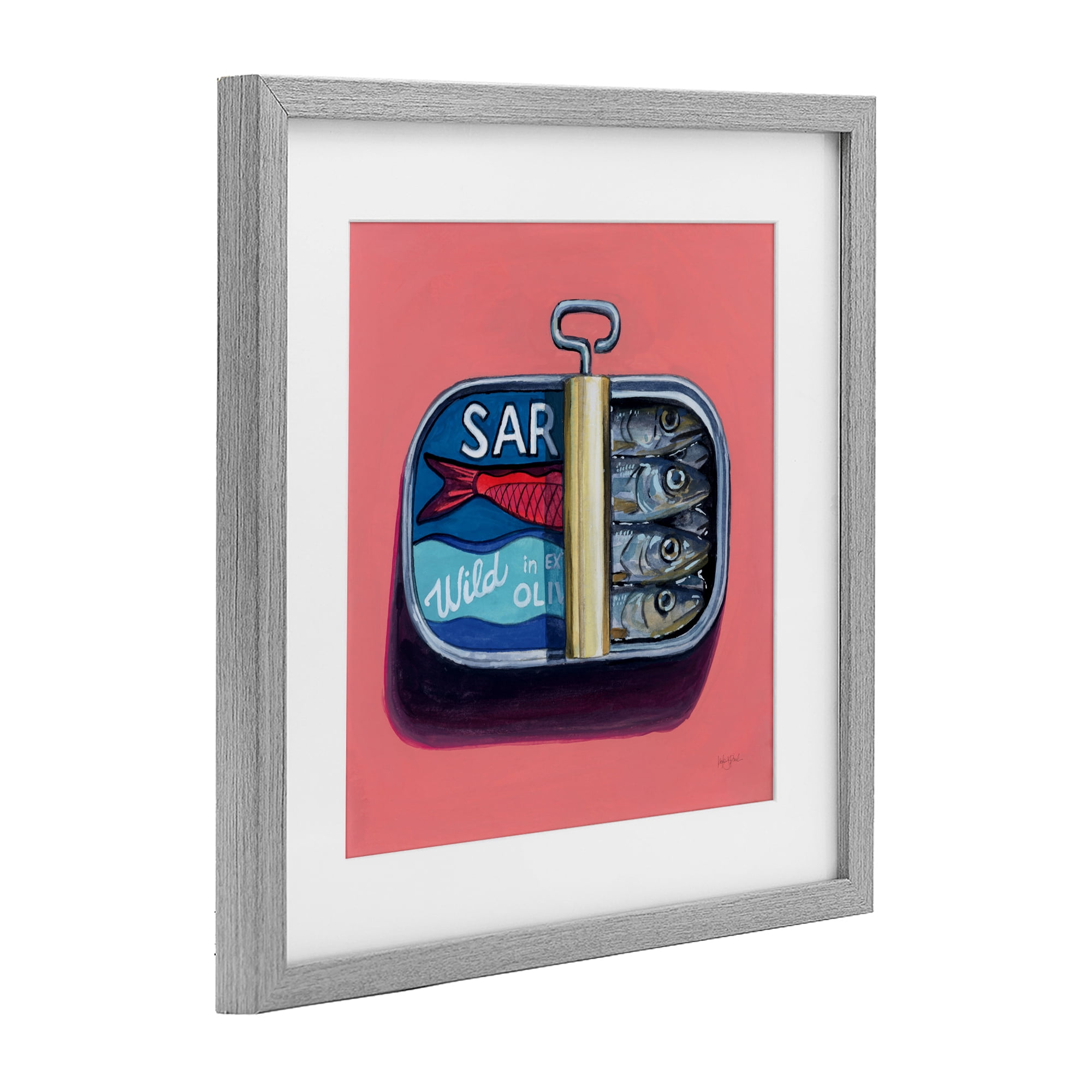 Stupell Industries Wild Sardines on Pink Gray Framed Print Under Glass, design by Kate Jarvik Birch