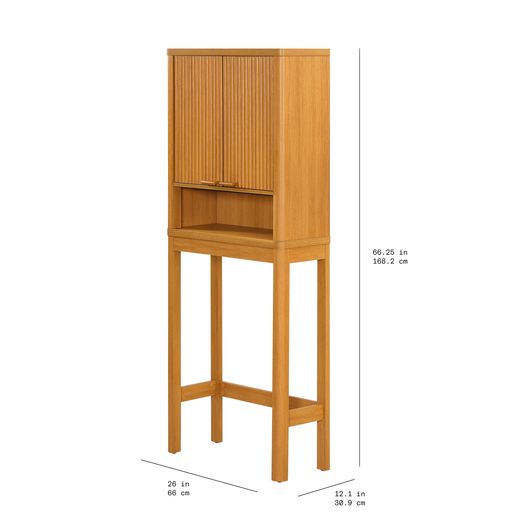 Beautiful Fluted Over-The-Toilet Storage Cabinet, Warm Honey