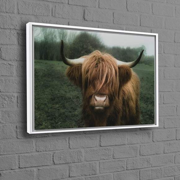 Scottish Highland Cow Canvas Art for Man Cave or Farmhouse in 3D Printable Wall Decor Style