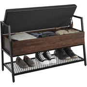 Homecho Shoe Bench with Storage Shoe Rack for Entryway, Bed Foot Bench with Leather Seat, Brown Color Finish, 39 inch bench