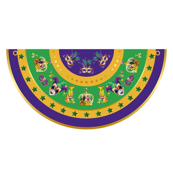 Binwennn Fan Flag MardiGras Masquerade Garden Flag 35x18 Inch Double Outside Fleur De Seasonal Decorative Holiday Yard Flag Feather New Carnival Outdoor Party Decoration