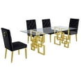thumbnail image 1 of Rectangular Clear Glass 5pc Dining Set with Gold Stainless Steel Base, 1 of 4