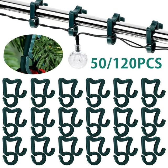 50pcs Holiday Light Clips Christmas Light Clips Outdoor Light Gutter Hooks Heavy Duty Party Decorative String Light Clips Hooks for Garden Party Outside Light Decoration