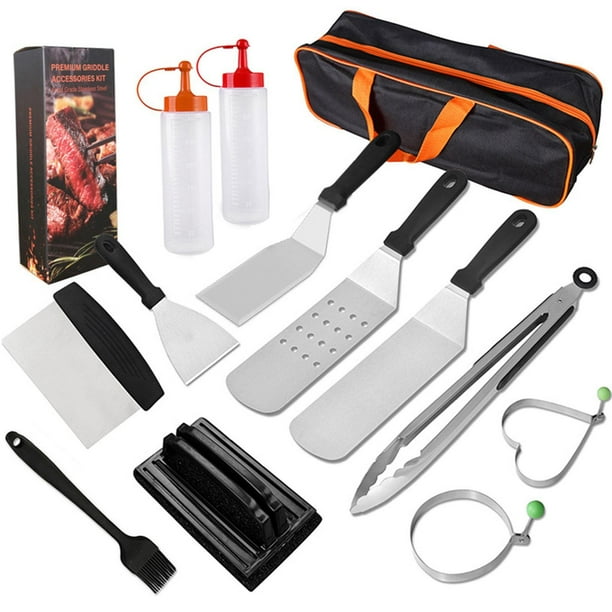 Juego de para parrilla, juego de accesorios para parrilla de superficie plana, Kit de accesorios de plancha multifunción de acero inoxidable