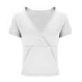 thumbnail image 4 of jtjvou Womens Crop Cleavage Tops Y2k Short Sleeve Shirts Summer Going Out Outfits Deep V Neck Basic Tees Streetwear White M, 4 of 7