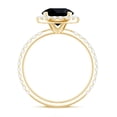 thumbnail image 2 of Classic Lab Grown Black Diamond Ring with Diamond Halo for Women (8 mm), 18K Yellow Gold, US 7.00, 2 of 8