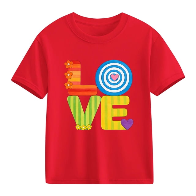 TaTaai School Season Cute Print Short Sleeve T-Shirt, Valentine's Day Casual Top, Unisex All Season Graphic Tee Gift