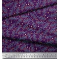 thumbnail image 2 of Soimoi Purple Rayon Crepe Fabric Snowflake & Red Berries Fruits Decor Fabric Printed Yard 46 Inch Wide, 2 of 3