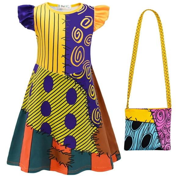 KAWELL Sally Costume Girls Halloween Outfit Christmas Sally Cosplay Dress Up