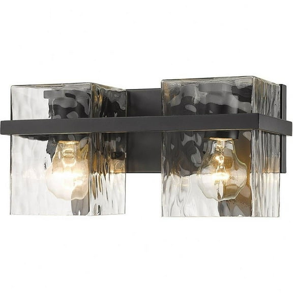 2 Light Farmhouse Steel Vanity Light Fixture with Clear Glass-7 inches H By 14.25 inches W-Matte Black Finish Bailey Street Home 372-Bel-4619880