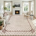 thumbnail image 4 of Garvee 4'x6' Checkered Cherry Area Rug Washable Border Carpet, Soft Non-Slip Low Pile Farmhouse Rug for Living Room Bedroom Home Office, Light Brown, 4 of 10