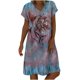 thumbnail image 1 of Moda mujer manga corta cuello en V verano suelto cómodo casual vestido de impresión Fridja  qw6087, 1 of 4