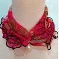 thumbnail image 2 of GDREDA Fashion Scarf Pearl Edge Gold Silk Bib Lace Changeable Square Accessory Multicolor,F, 2 of 5