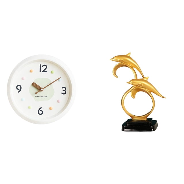 Reloj de pared,Reloj de pared decorativo,moderno y elegante.,Reloj de pared redondo silencioso y sin tictac,regalo,Figura de delfín,Colección de adornos de escritorio con figuras de delfines