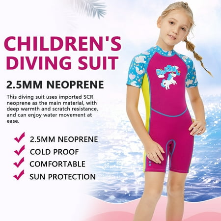 2.5MM Kids One-pieces Keep Warm Short Sleeve Wetsuit for Sunscreen ...