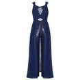 thumbnail image 4 of TiaoBug Combinaison à Sequins pour Filles Combinaisons Sans Manches Robe Maxi en Chiffon Combinaisons pour 7-14 Ans Bleu Marine 12, 4 of 6