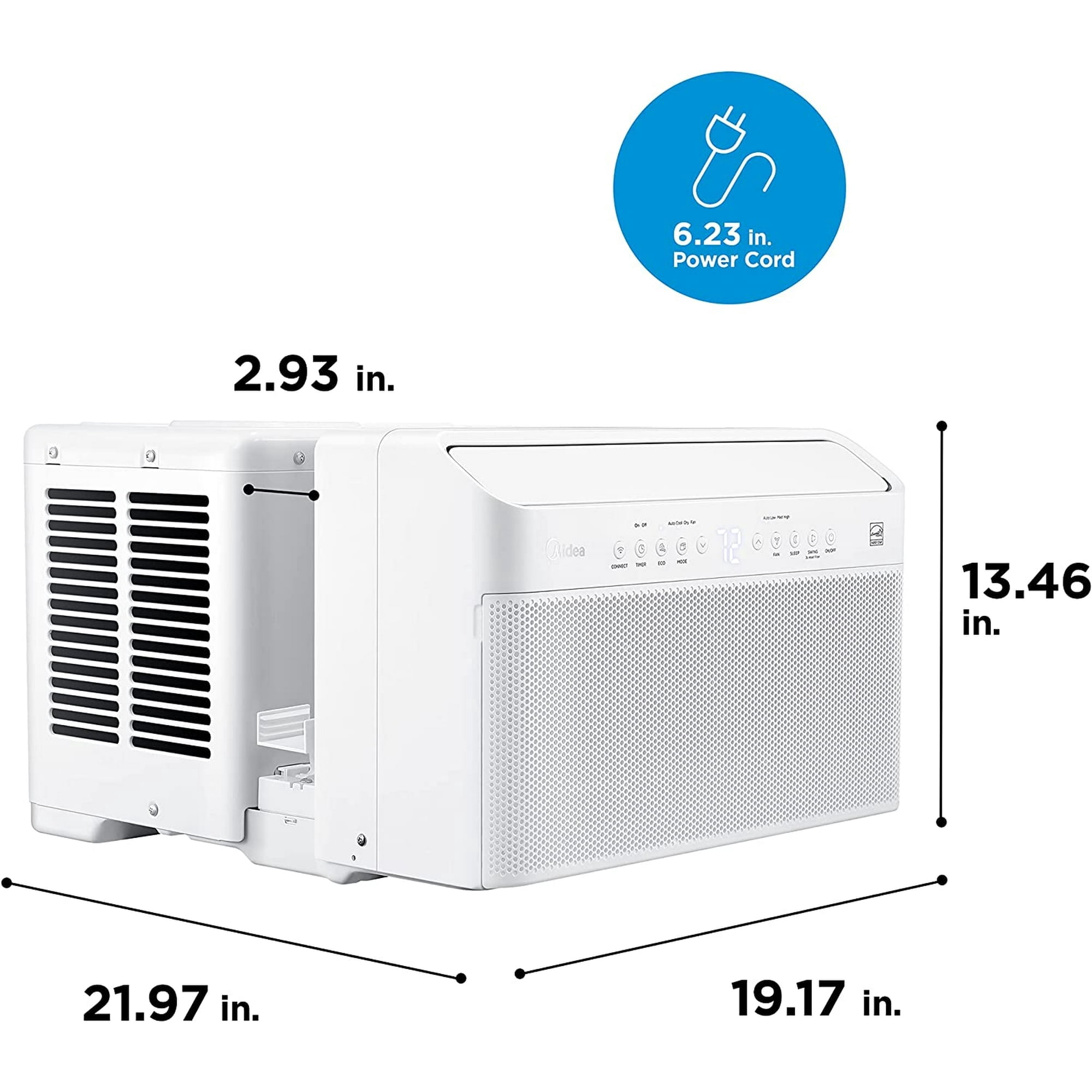 Midea 8,000 BTU Window Air Conditioner - Smart Inverter U-Shaped - Cools Up To 350 Sq Ft - Wi-Fi - White