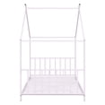 thumbnail image 6 of Harper & Bright Designs Twin Size Metal House-Shaped Floor Bed with Roof, Modern Sturdy Montessori Platform Bed Frame, Pink, 6 of 10