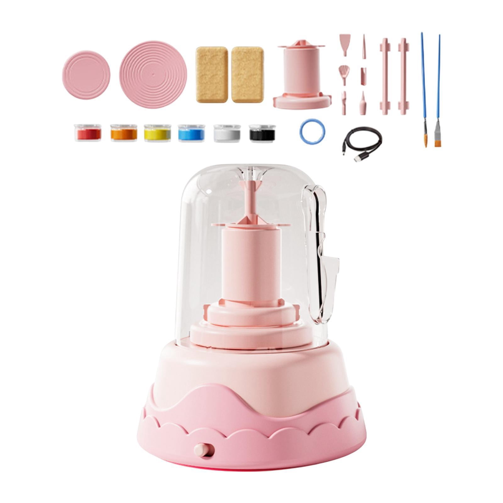 Tachiuwa Electric Pottery Wheel Set for Kids Art Painting Kit Pottery Forming Machine Pink