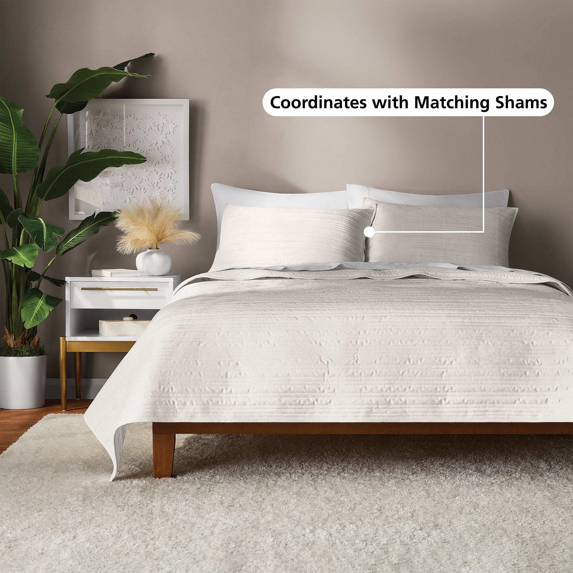 Mainstays Soft Velvet Quilt, King, Off-White, Soft & Cozy Bedding