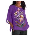 thumbnail image 2 of FcBaudy Hauts pour Femmes, Chemises pour Femmes, Chemisiers et Chemises à Manches Courtes à Col Rond pour Femmes Sensibilisation à la Maladie d'Alzheimer Mode Décontractée Court Manches 3/4 Imprimé Chemise Ample Blouse Haut Femme Blouse, 2 of 4