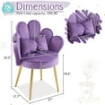 thumbnail image 5 of Ktaxon Vanity Makeup Chair Comfy Accent Chair Small Office Chair with Flower Back and Lumbar Pillow for Living Dining Room Bedroom Home Office Velvet Purple, 5 of 10