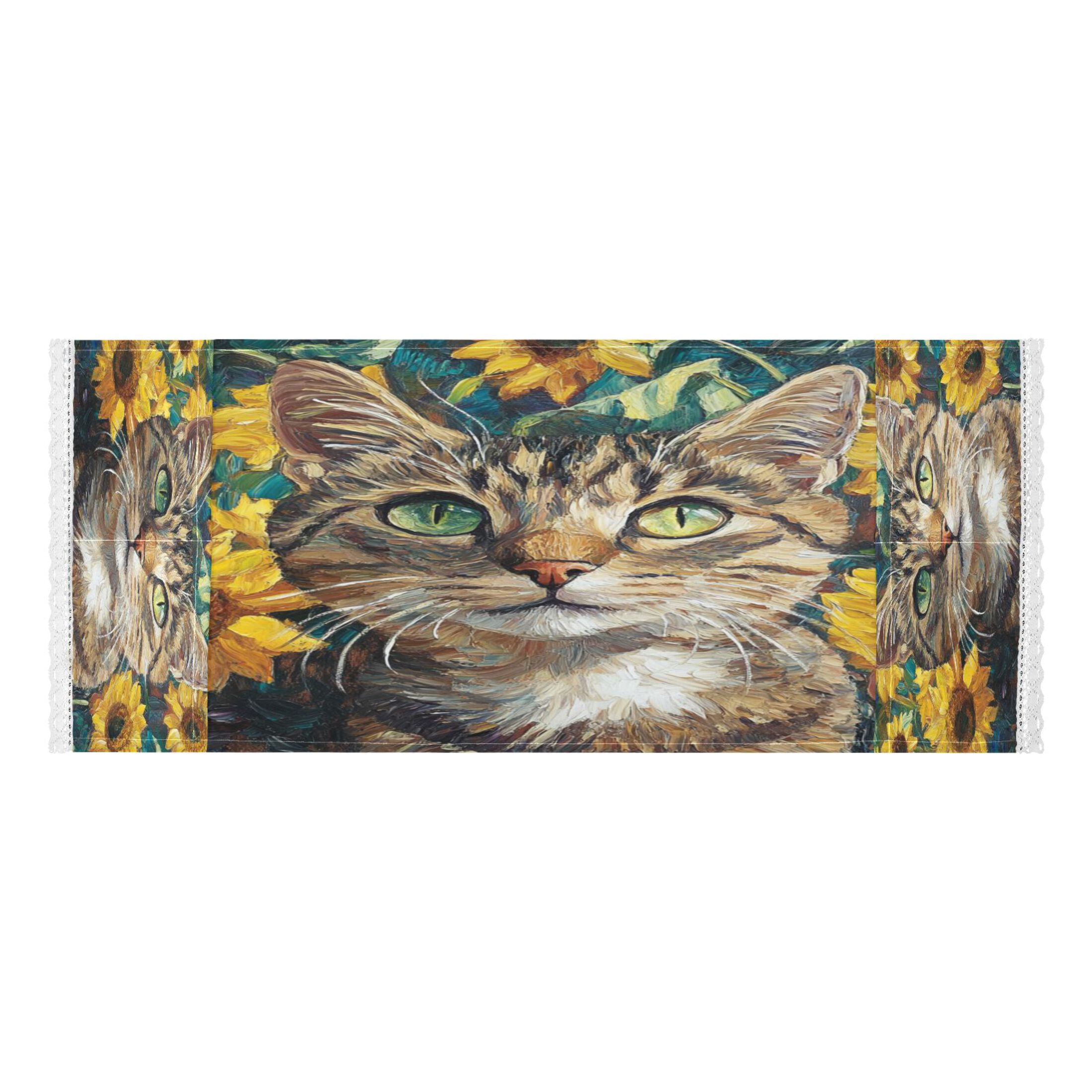 Cat Oil PaintingWasher and Dryer Covers Dust-Proof and Oil Resistant Fridge Cover with 4 Storage Pockets Washing Machine Top Cover for Laundry Kitchen Home 51.2 x 22 In