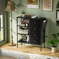 thumbnail image 3 of MIDOQIN Nightstand with Charging Station and LED Lights, Bedside Table with 3-Tier Shelf Modern 4 Drawers Dressers End Table with Wooden Top, 3 of 7