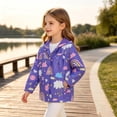 thumbnail image 6 of YUANxueke Girls Hoodie Windbreaker Printed Full Zip Jackets Casual Outdoor Fashion Windproof Jacket with Pockets,Purple,2-3 Years, 6 of 8