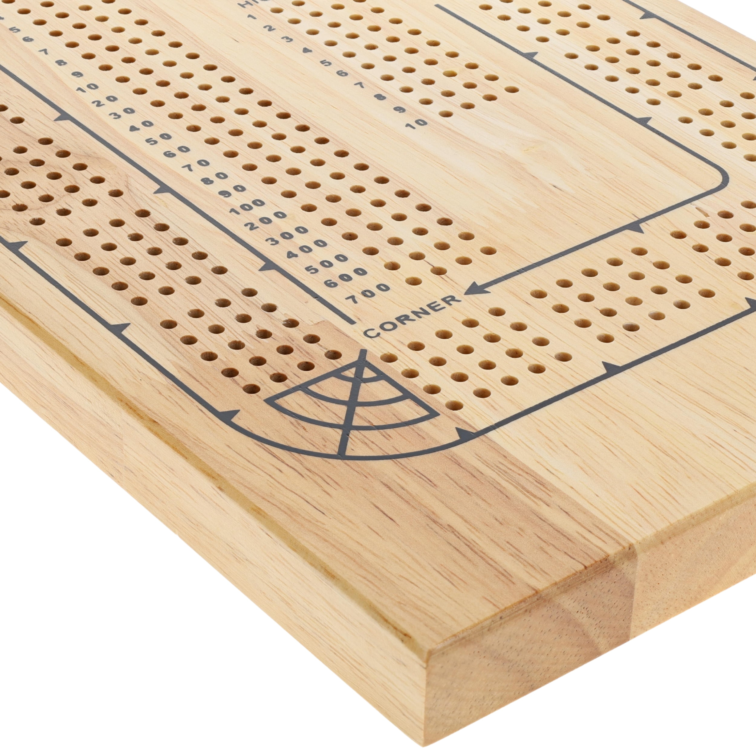 WE Games Wooden Cribbage Board Game Set, Solid Wood 4 Track Cribbage with 28 Colorful Pegs