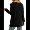thumbnail image 4 of Blusa Elegante Informal con Cuello en Forma de Corazón y Larga para Mujer, Color Liso, Estilo Túnica, Tipo Suéter. Negro M, 4 of 5