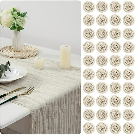 

MOHYN Table Runner Gauze Table Runner 35 x 120 Inch Boho Table Runner Table Decorations for Party Wedding Rustic Table Runner Boho Wedding Decor for Wedding Baby Shower (20 Sage Green)