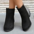 thumbnail image 4 of NECHOLOGY Zapatos Botines de mujer Botines de mujer de Material Flash negro con estilo clásico con parte trasera elástica tacón grueso tacón medio cremallera lateral botas cómodas (Black 6.5), 4 of 6