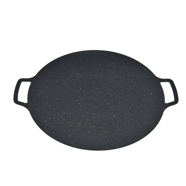 Poêle-gril Coréenne Antiadhésive en Fer, Résistante à la Chaleur, Plateau de Grillade Rond pour Divers Aliments, Camping Intérieur Extérieur, Fêtes Barbecue, Gril BBQ
