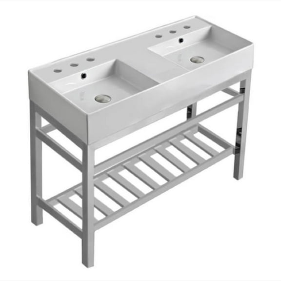 Nameeks Scarabeo 5142-Con2-Six Hole Teorema 2 39-13/16" Rectangular Ceramic Console