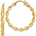 thumbnail image 1 of Sterling Silver Gold Flash Plated Patterned Twisted 4X35mm Hoop Earrings (31 X 35) Made In India qe6663, 1 of 5