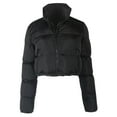 thumbnail image 7 of (clearance)IDALL Cropped Puffer Jacket Womens Winter Solid Short Bread Down Jacket Stand Up Collar Outerwear Padded Thick Coat Coats for Women Quilted Jackets for Women Black Xl, 7 of 7